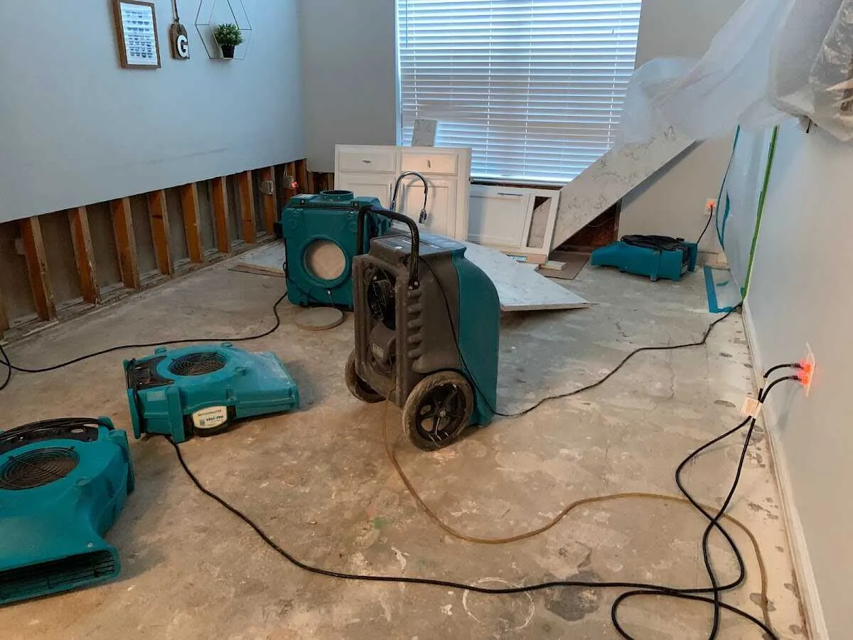 Dehumidifier in flood-cut room for Water Extraction & Removal in Johnston